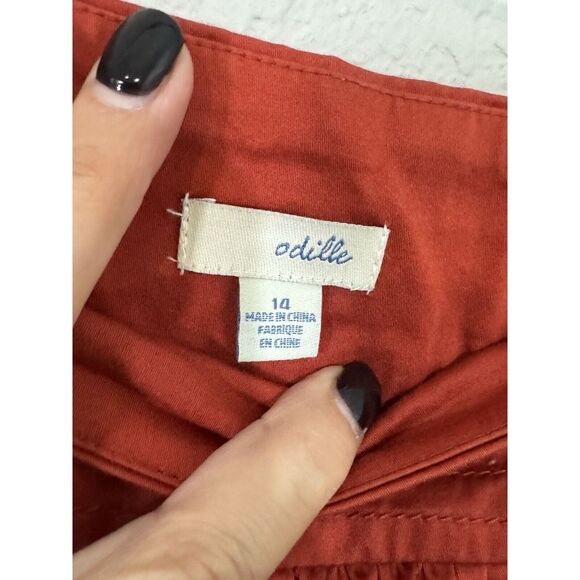 Anthropologie Odille Womans size 14 Orange Rust Solid Cotton A-Line Full Skirt - Picture 2 of 3